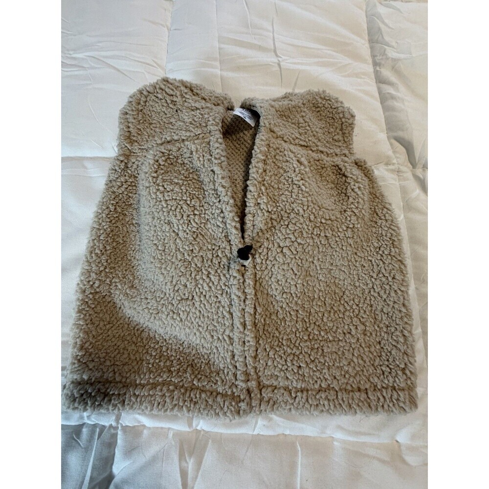 Carter’s Fuzzy Sherpa Hoodie Zip Up Vest Light Tan Size 18mo - Picture 2 of 6
